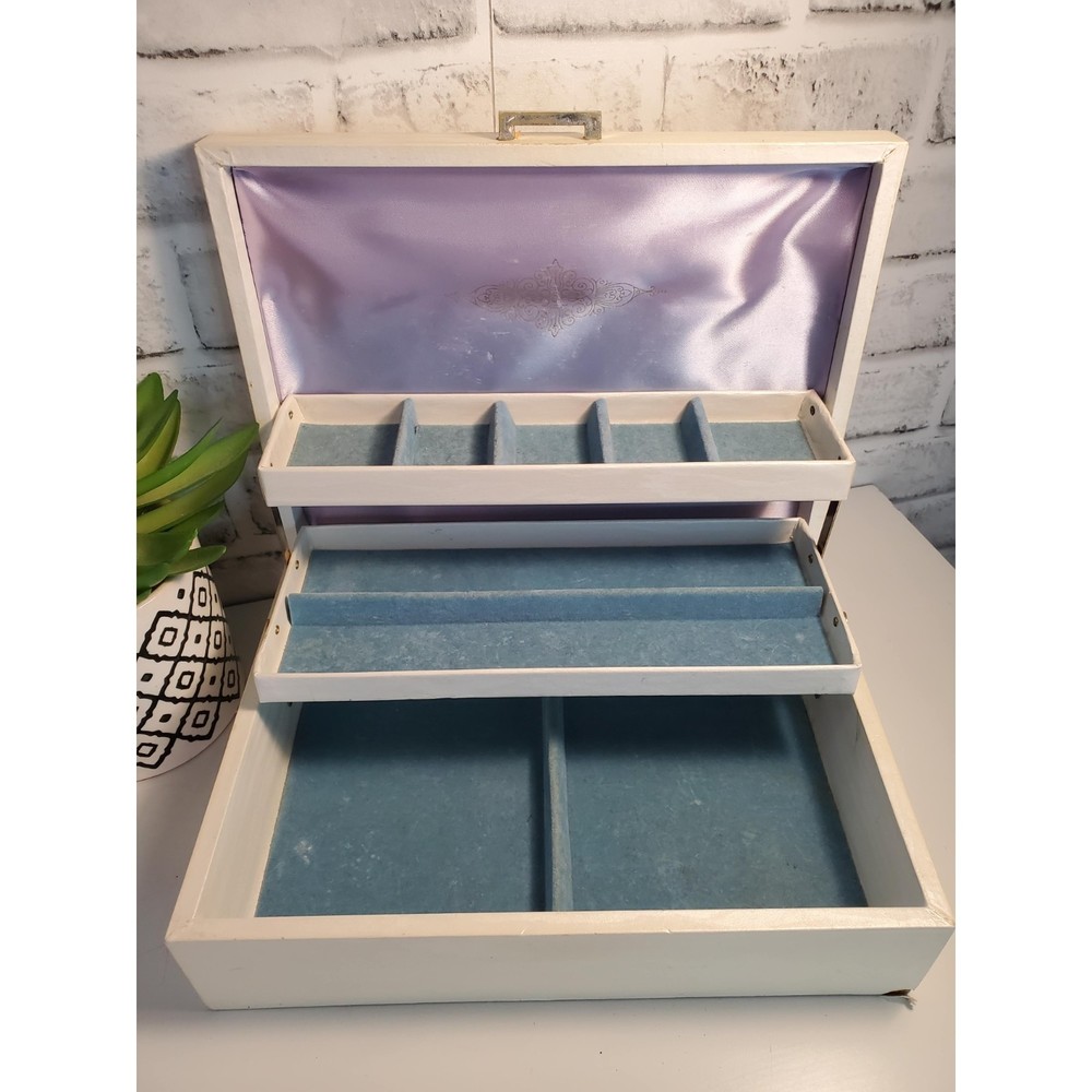 Mele & Co 3 Tier Vintage Jewelry Box with Blue & Purple Lining (A12)
